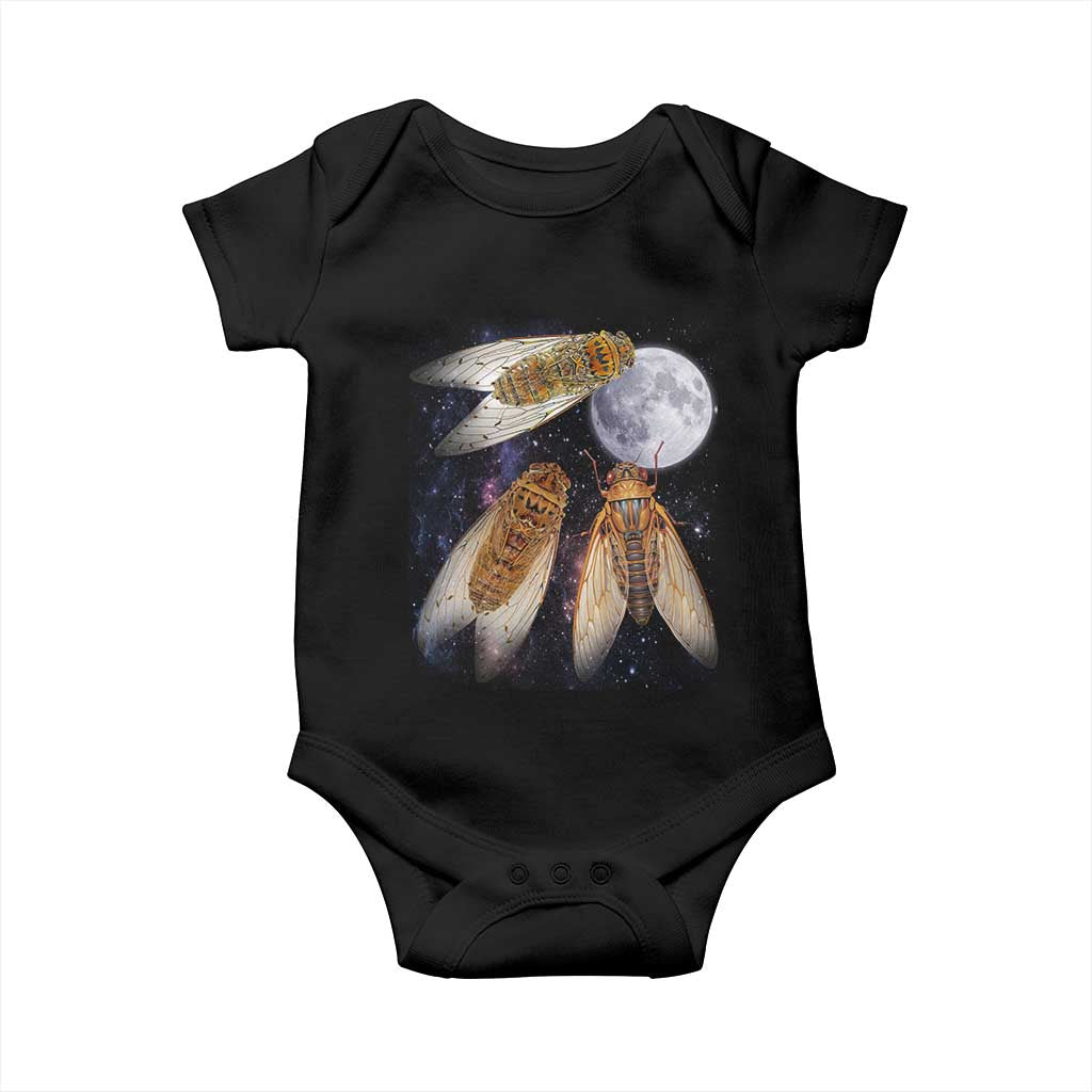 Funny 3 Cicadas Concert Fest Moon Cicada Reunion Baby Onesie TS11 Black Print Your Wear