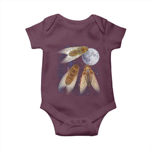 Funny 3 Cicadas Concert Fest Moon Cicada Reunion Baby Onesie TS11 Maroon Print Your Wear