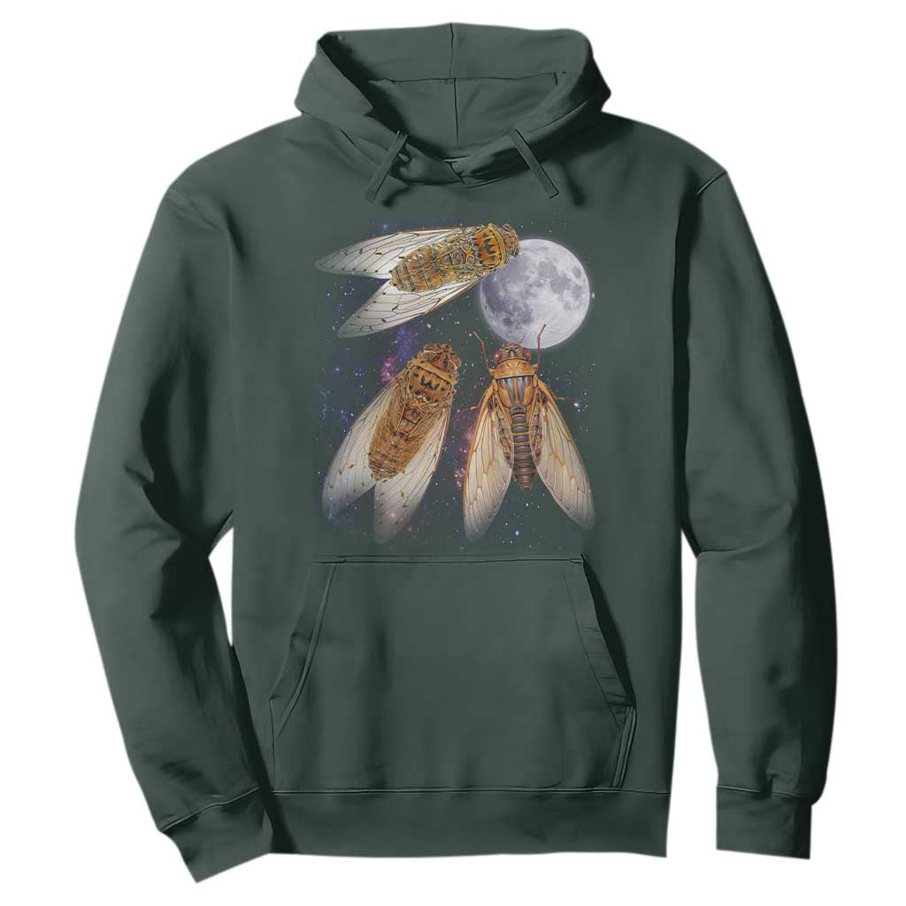 Funny 3 Cicadas Concert Fest Moon Cicada Reunion Hoodie TS11 Dark Forest Green Print Your Wear