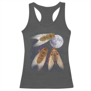 Funny 3 Cicadas Concert Fest Moon Cicada Reunion Racerback Tank Top TS11 Dark Heather Print Your Wear