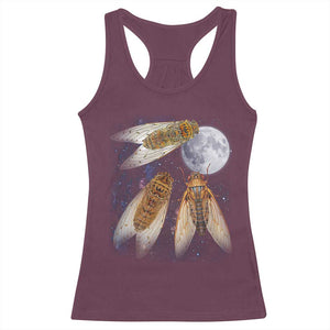 Funny 3 Cicadas Concert Fest Moon Cicada Reunion Racerback Tank Top TS11 Maroon Print Your Wear