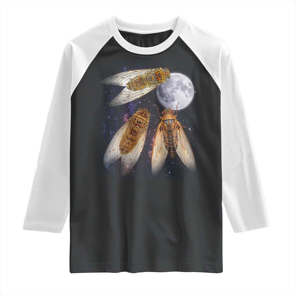 Funny 3 Cicadas Concert Fest Moon Cicada Reunion Raglan Shirt TS11 Black White Print Your Wear