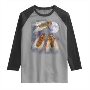 Funny 3 Cicadas Concert Fest Moon Cicada Reunion Raglan Shirt TS11 Sport Gray Black Print Your Wear