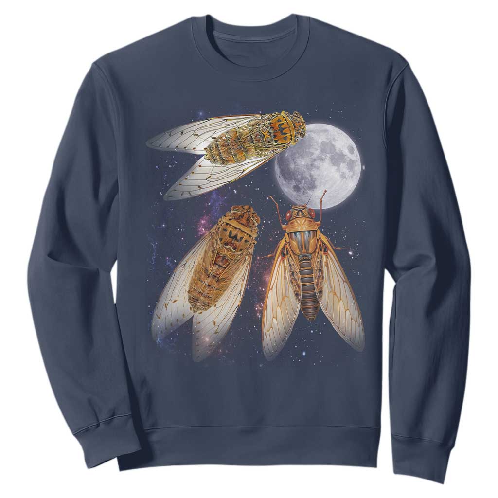 Funny 3 Cicadas Concert Fest Moon Cicada Reunion Sweatshirt TS11 Navy Print Your Wear