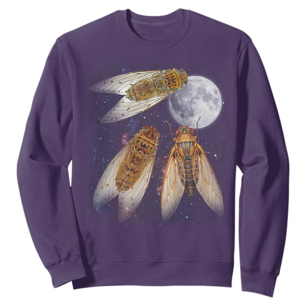 Funny 3 Cicadas Concert Fest Moon Cicada Reunion Sweatshirt TS11 Purple Print Your Wear