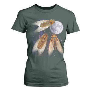 Funny 3 Cicadas Concert Fest Moon Cicada Reunion T Shirt For Women TS11 Dark Forest Green Print Your Wear