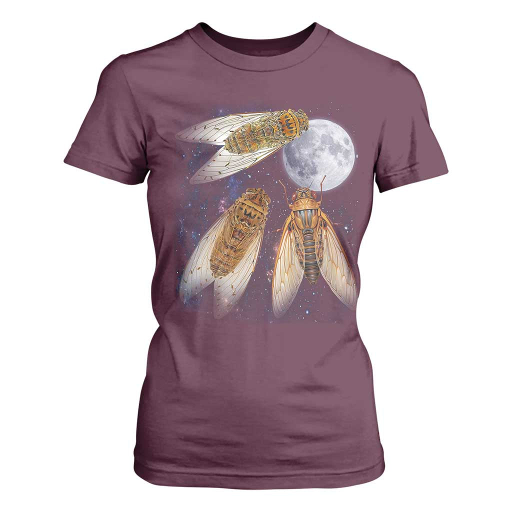Funny 3 Cicadas Concert Fest Moon Cicada Reunion T Shirt For Women TS11 Maroon Print Your Wear