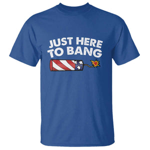 Funny 4th July Just Here To Bang T Shirt USA Fireworks American Flag TS10 Royal Blue Print Your Wear