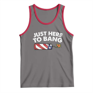 Funny 4th July Just Here To Bang Tank Top USA Fireworks American Flag TS10 Deep Heather Red Print Your Wear