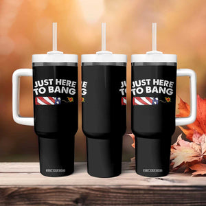 Funny 4th July Just Here To Bang Tumbler With Handle USA Fireworks American Flag TS10 Print Your Wear