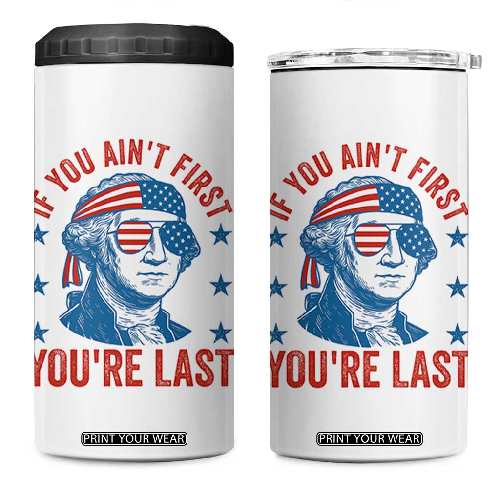 Funny 4th Of July 4 in 1 Can Cooler Tumbler George Washington Stay Strapped Or Get Clapped TS10 One Size: 16 oz White Print Your Wear