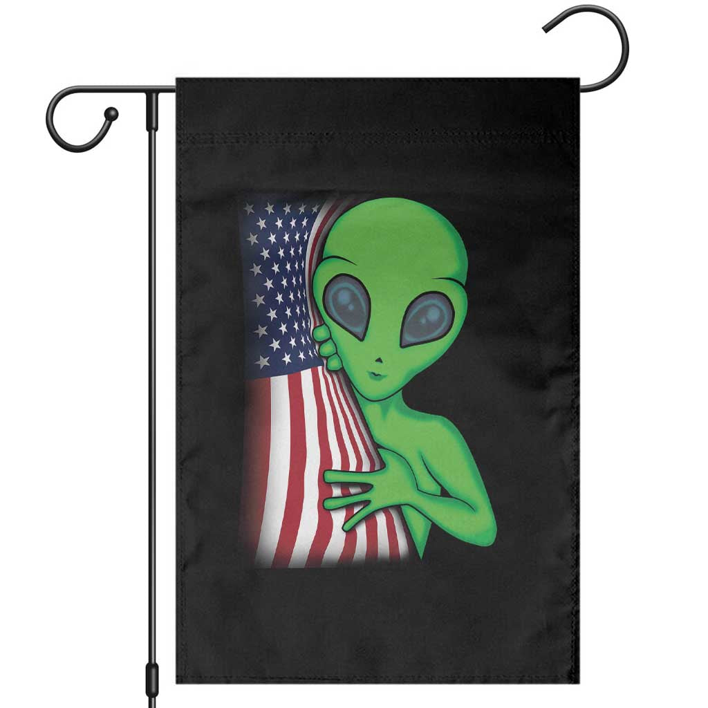 Funny 4th Of July Alien Garden Flag USA American Flag UFO TS11 Black Print Your Wear