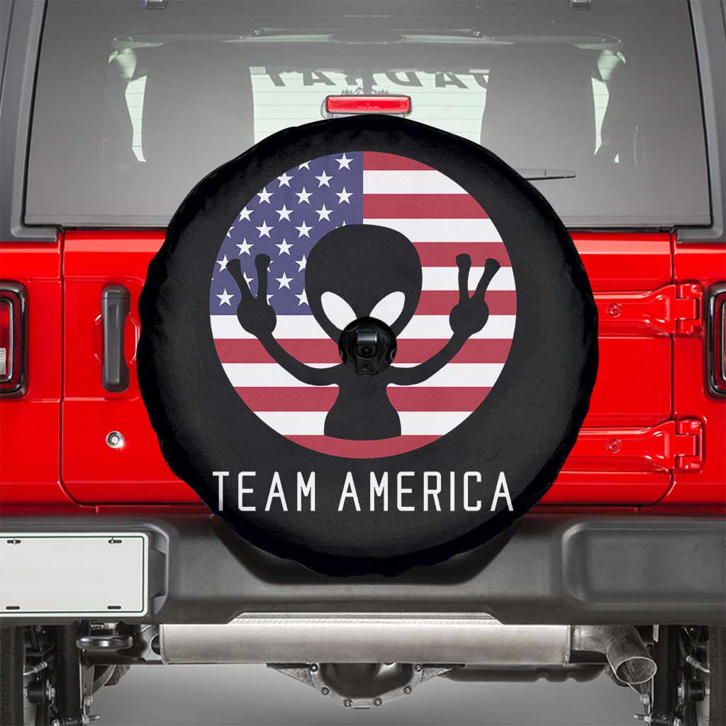Funny 4th Of July Alien Spare Tire Cover Team America USA Flag UFO TS11 Black Print Your Wear