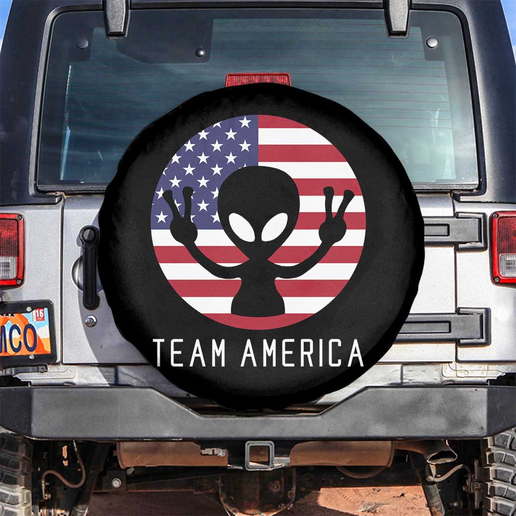 Funny 4th Of July Alien Spare Tire Cover Team America USA Flag UFO TS11 No hole Black Print Your Wear