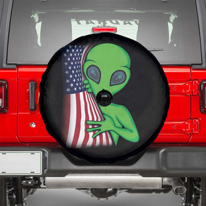 Funny 4th Of July Alien Spare Tire Cover USA American Flag UFO TS11 Black Print Your Wear