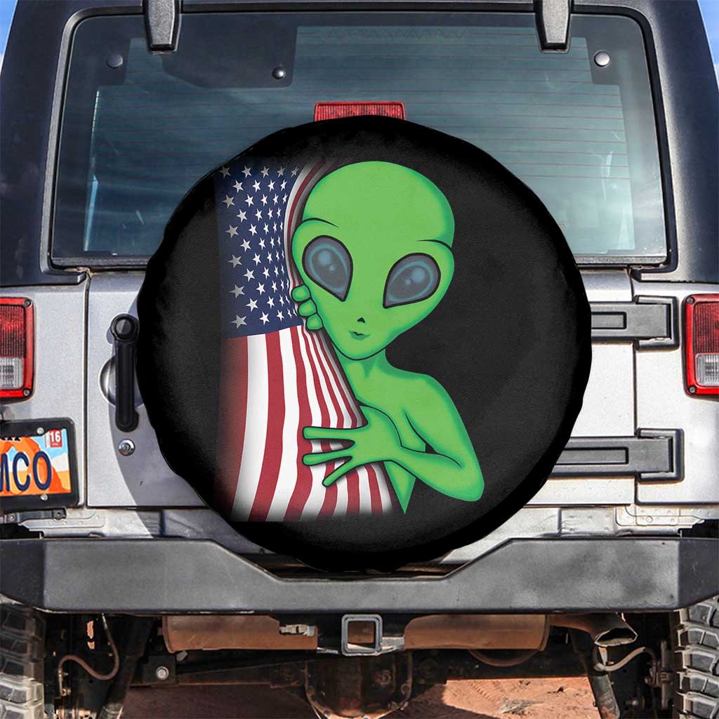 Funny 4th Of July Alien Spare Tire Cover USA American Flag UFO TS11 No hole Black Print Your Wear