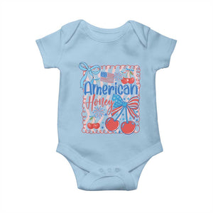 Funny 4th Of July American Honey Baby Onesie USA Independence Day Coquette TS11 Light Blue Print Your Wear