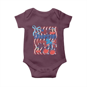 Funny 4th Of July American Honey Baby Onesie USA Independence Day Coquette TS11 Maroon Print Your Wear