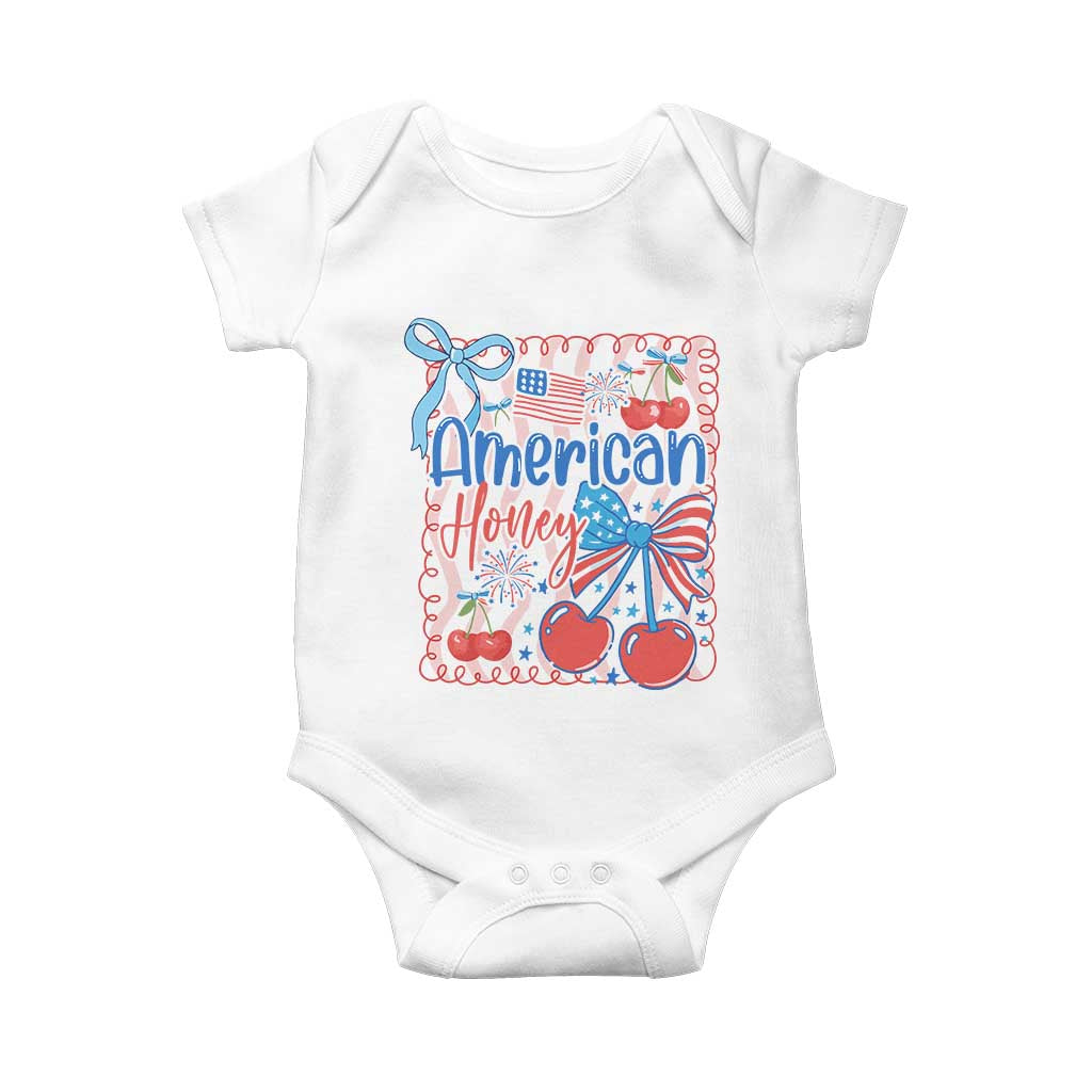 Funny 4th Of July American Honey Baby Onesie USA Independence Day Coquette TS11 White Print Your Wear