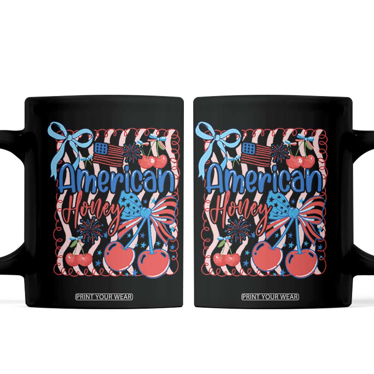 Funny 4th Of July American Honey Coffee Mug USA Independence Day Coquette TS11 Black Print Your Wear