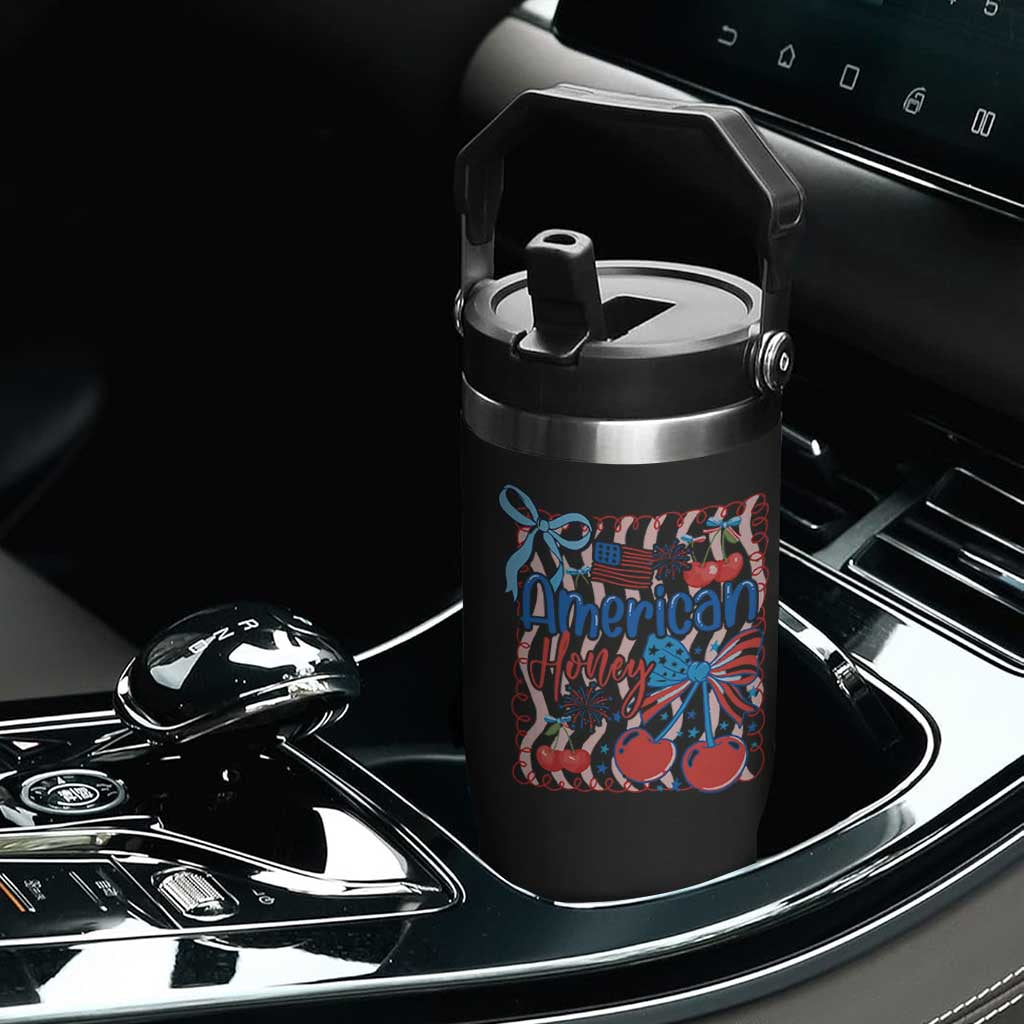 Funny 4th Of July American Honey Flip Straw Tumbler USA Independence Day Coquette TS11 Print Your Wear