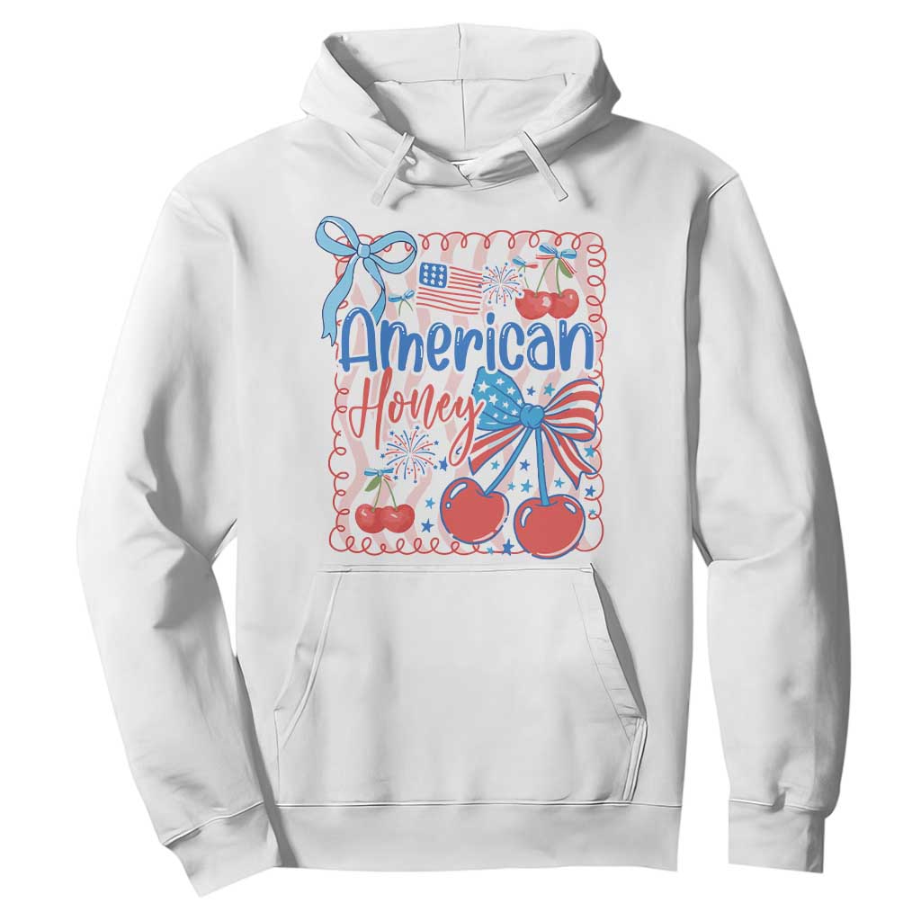 Funny 4th Of July American Honey Hoodie USA Independence Day Coquette TS11 White Print Your Wear