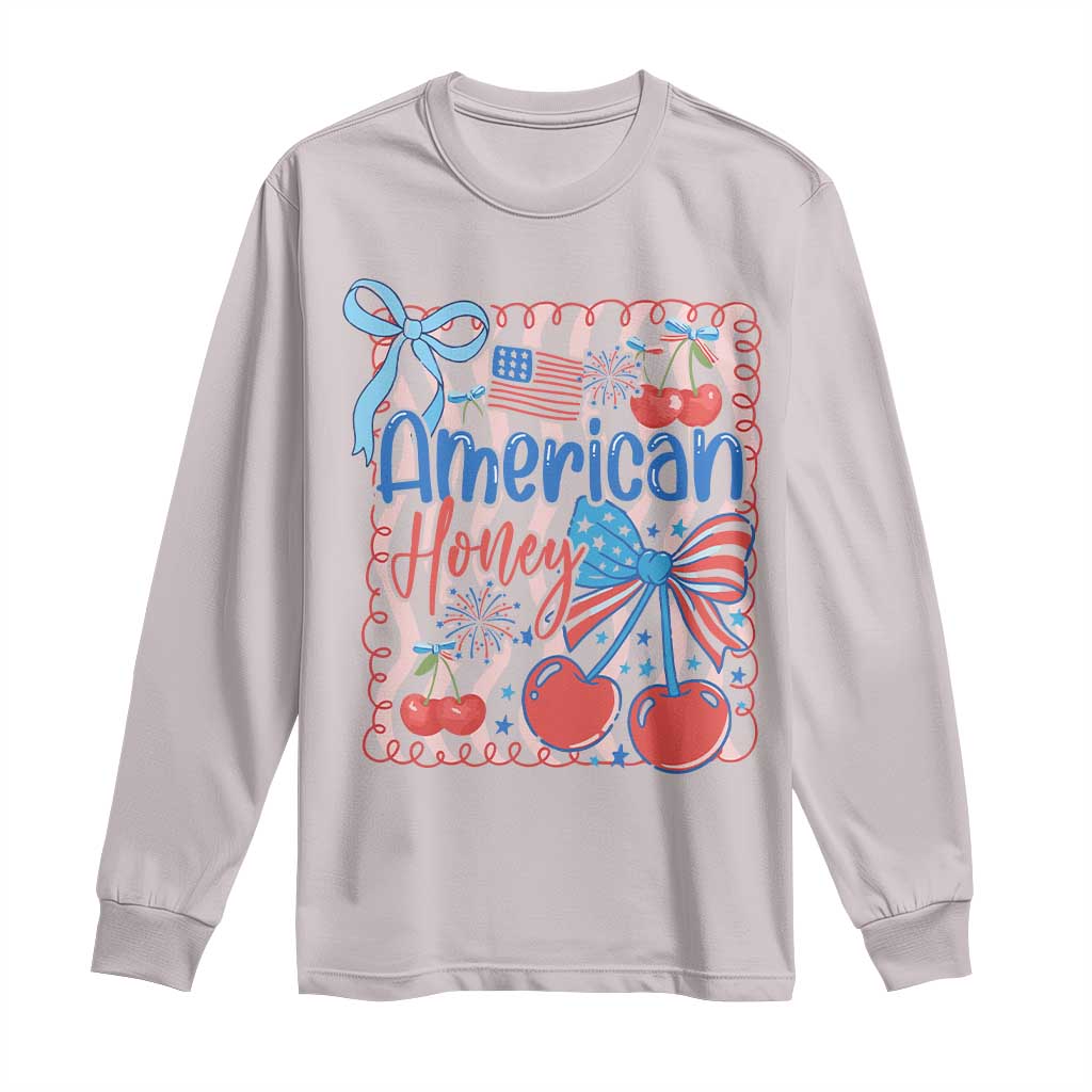 Funny 4th Of July American Honey Long Sleeve Shirt USA Independence Day Coquette TS11 Ice Gray Print Your Wear