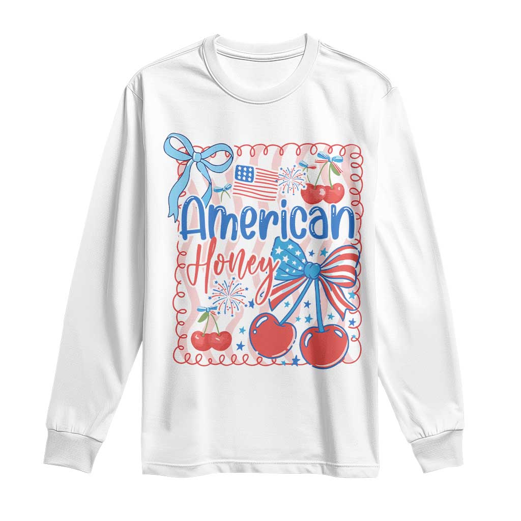 Funny 4th Of July American Honey Long Sleeve Shirt USA Independence Day Coquette TS11 White Print Your Wear
