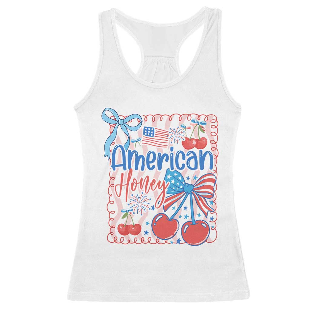 Funny 4th Of July American Honey Racerback Tank Top USA Independence Day Coquette TS11 White Print Your Wear