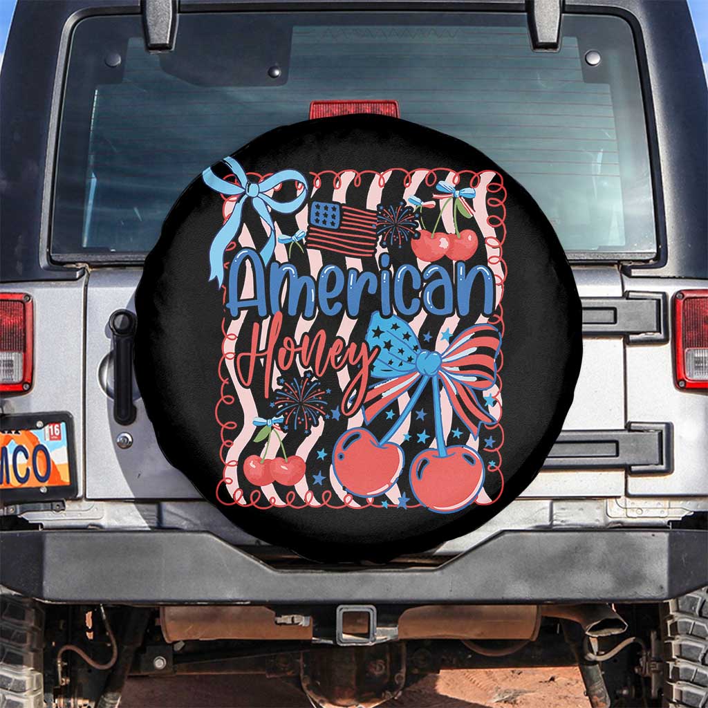 Funny 4th Of July American Honey Spare Tire Cover USA Independence Day Coquette TS11 No hole Black Print Your Wear