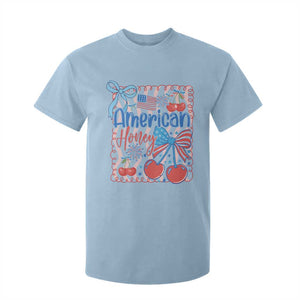 Funny 4th Of July American Honey T Shirt For Kid USA Independence Day Coquette TS11 Light Blue Print Your Wear