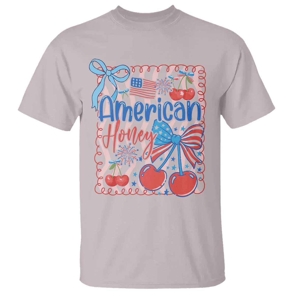 Funny 4th Of July American Honey T Shirt USA Independence Day Coquette TS11 Ice Gray Print Your Wear
