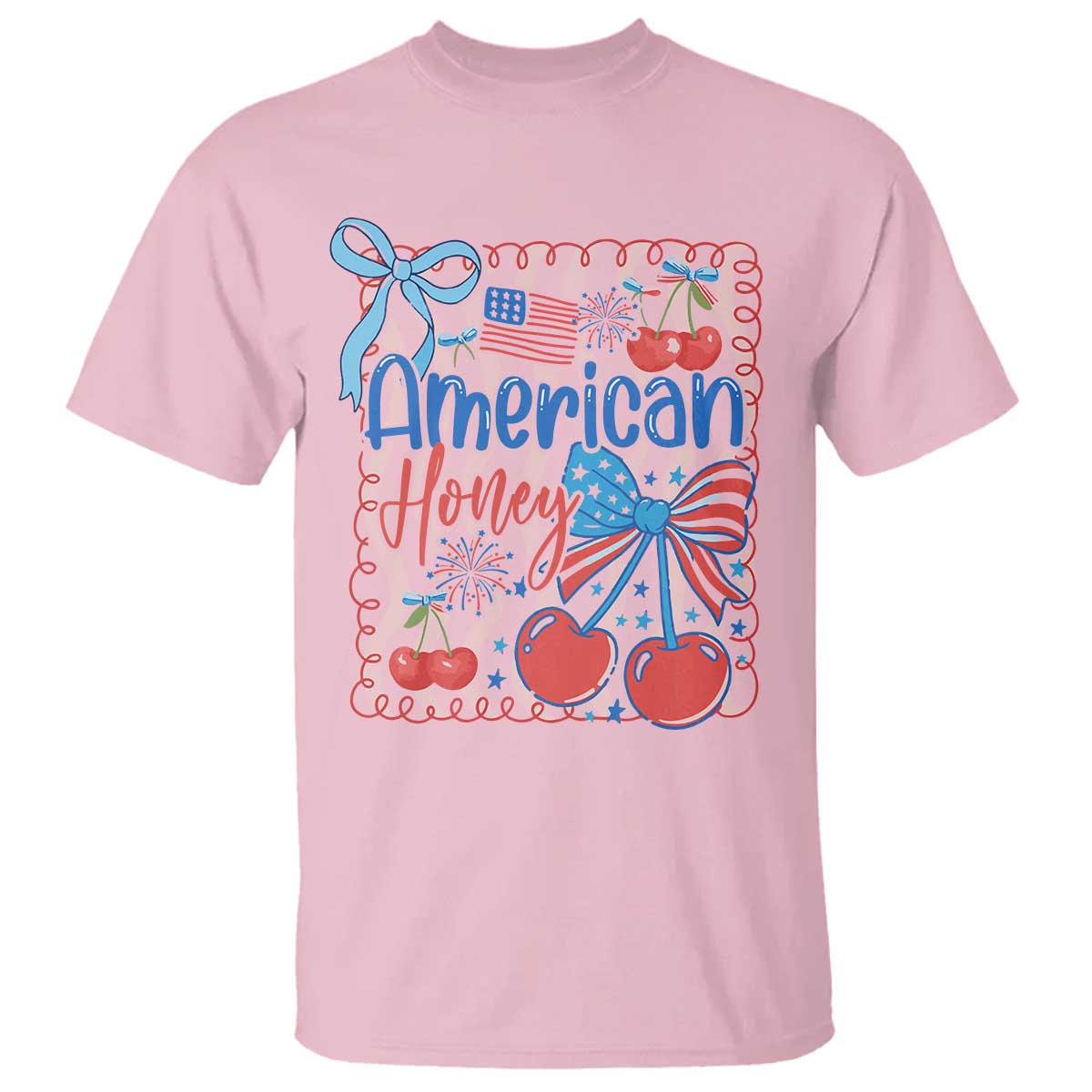 Funny 4th Of July American Honey T Shirt USA Independence Day Coquette TS11 Light Pink Print Your Wear