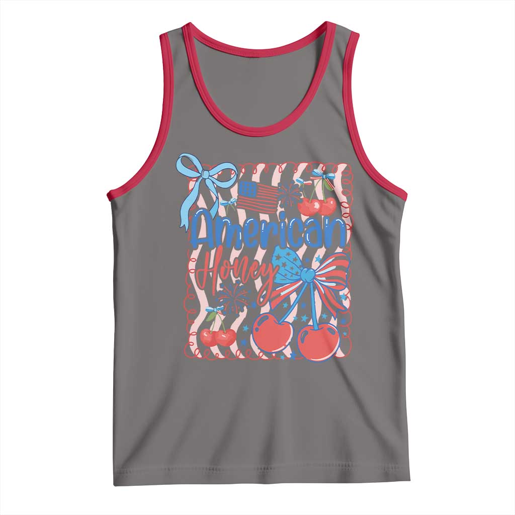 Funny 4th Of July American Honey Tank Top USA Independence Day Coquette TS11 Deep Heather Red Print Your Wear