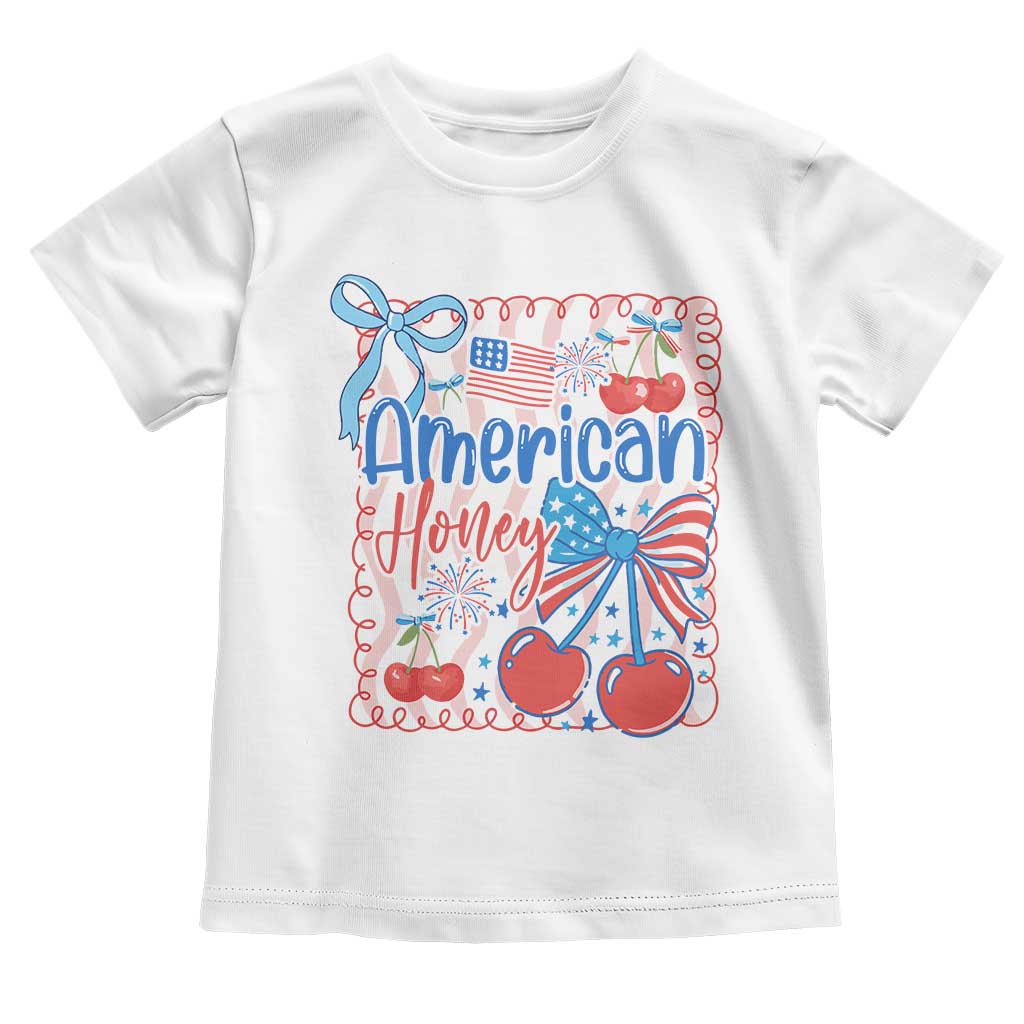 Funny 4th Of July American Honey Toddler T Shirt USA Independence Day Coquette TS11 White Print Your Wear