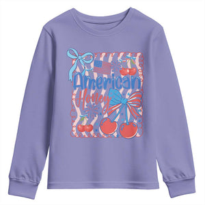 Funny 4th Of July American Honey Youth Sweatshirt USA Independence Day Coquette TS11 Violet Print Your Wear