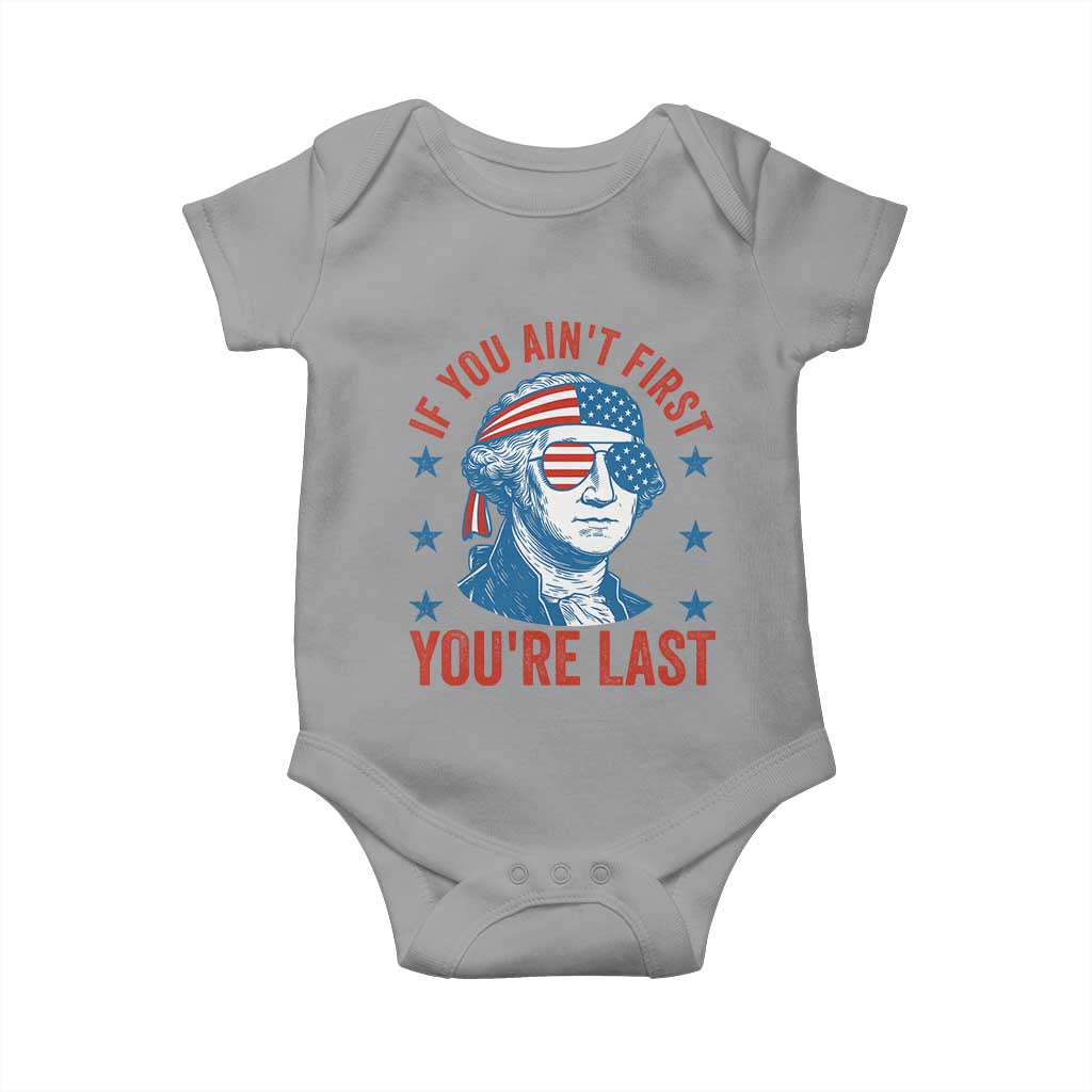 Funny 4th Of July Baby Onesie George Washington Stay Strapped Or Get Clapped TS10 Sport Gray Print Your Wear