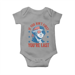 Funny 4th Of July Baby Onesie George Washington Stay Strapped Or Get Clapped TS10 Sport Gray Print Your Wear
