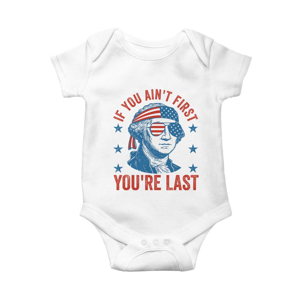 Funny 4th Of July Baby Onesie George Washington Stay Strapped Or Get Clapped TS10 White Print Your Wear