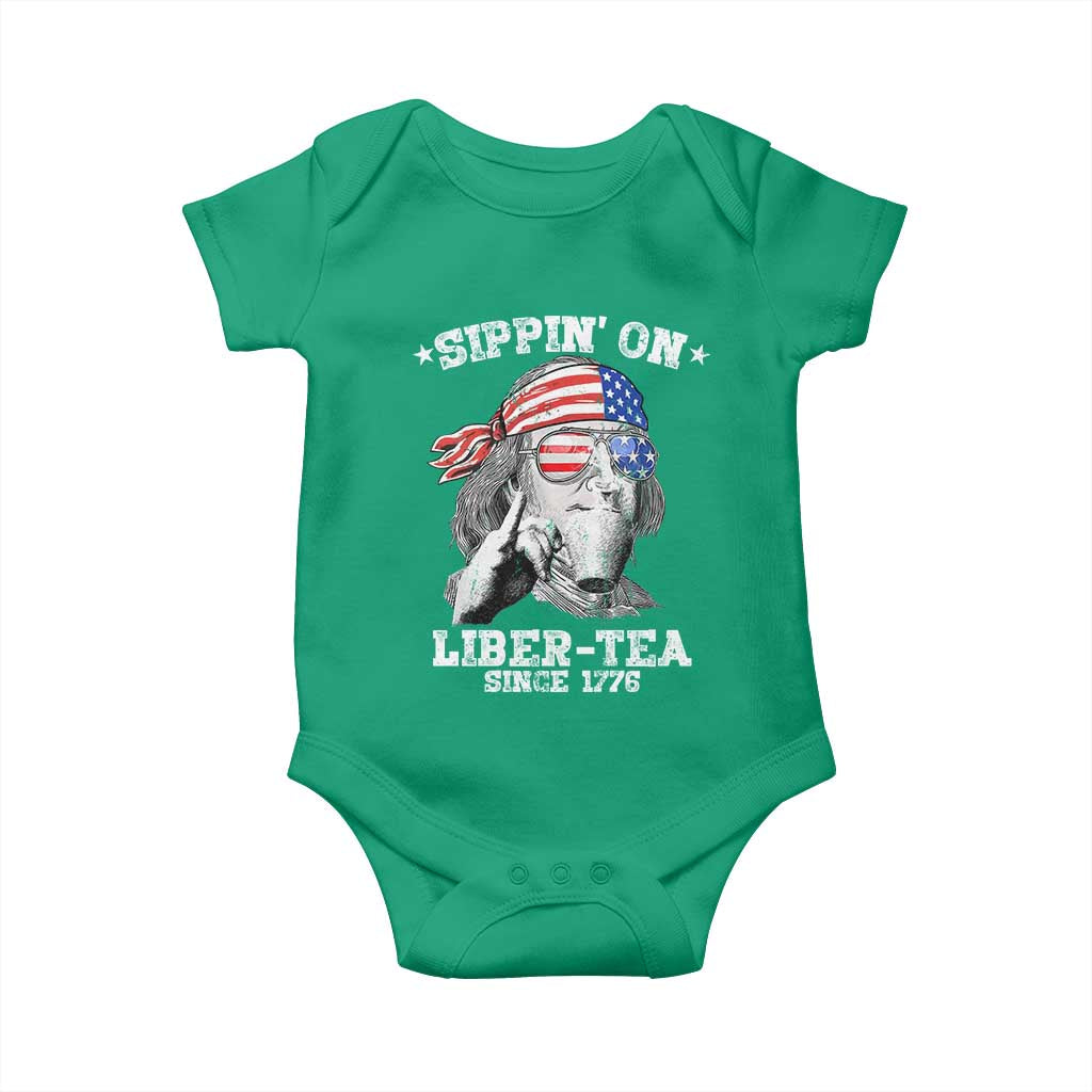 Funny 4th Of July Baby Onesie Sippin On Liber Tea Liberty Ben Franklin 1776 USA Flag TS10 Irish Green Print Your Wear