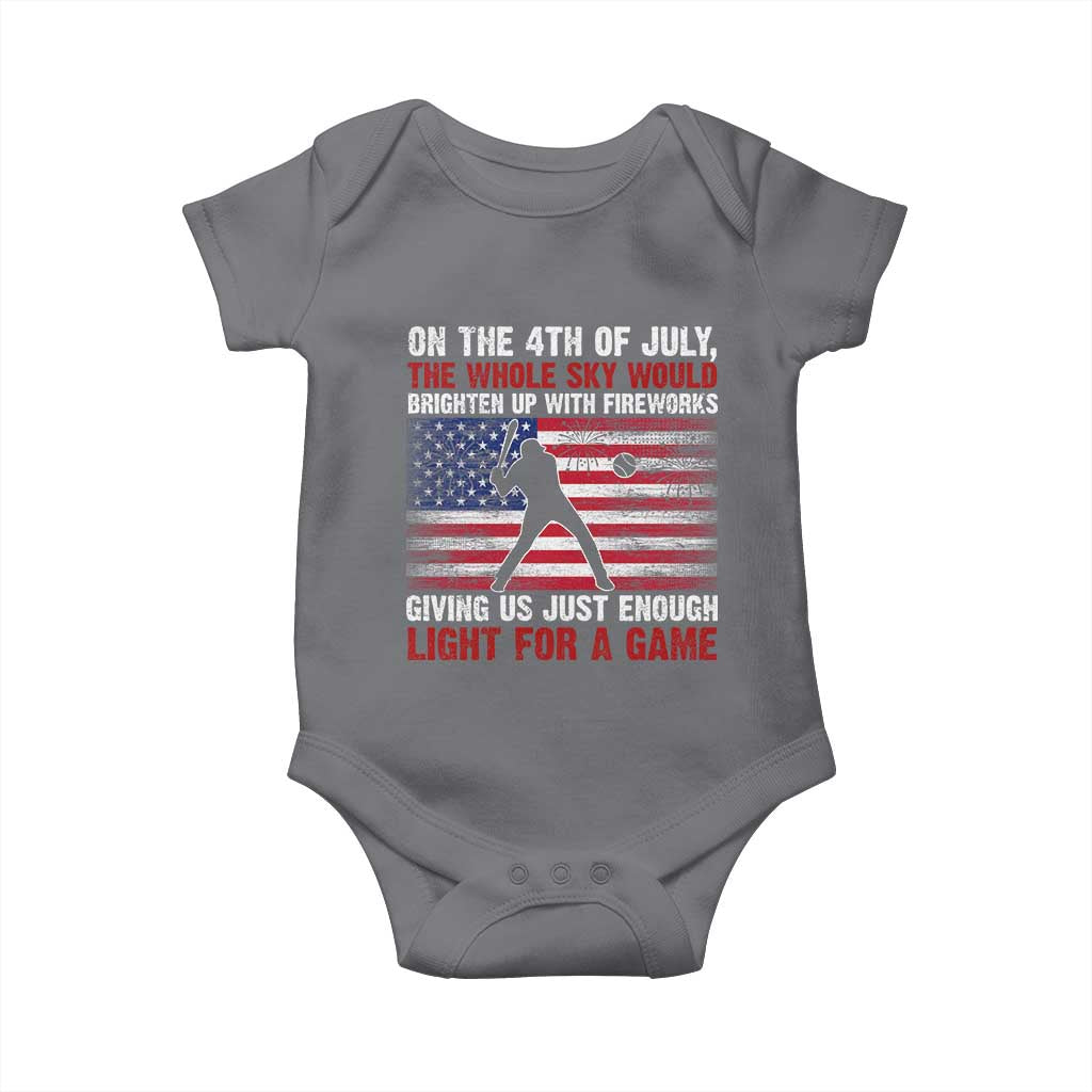 Funny 4th Of July Baseball Baby Onesie The Whole Sky Would Brighten Up With Fireworks American Flag TS11 Charcoal Print Your Wear