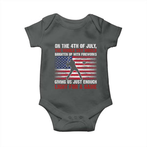 Funny 4th Of July Baseball Baby Onesie The Whole Sky Would Brighten Up With Fireworks American Flag TS11 Dark Heather Print Your Wear