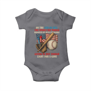 Funny 4th Of July Baseball Baby Onesie The Whole Sky Would Brighten Up With Fireworks Giving Us Light For A Game TS11 Charcoal Print Your Wear
