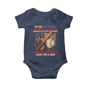 Funny 4th Of July Baseball Baby Onesie The Whole Sky Would Brighten Up With Fireworks Giving Us Light For A Game TS11 Navy Print Your Wear