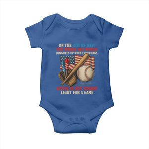 Funny 4th Of July Baseball Baby Onesie The Whole Sky Would Brighten Up With Fireworks Giving Us Light For A Game TS11 Royal Blue Print Your Wear