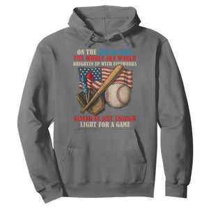 Funny 4th Of July Baseball Hoodie The Whole Sky Would Brighten Up With Fireworks Giving Us Light For A Game TS11 Charcoal Print Your Wear