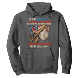 Funny 4th Of July Baseball Hoodie The Whole Sky Would Brighten Up With Fireworks Giving Us Light For A Game TS11 Dark Heather Print Your Wear