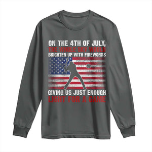 Funny 4th Of July Baseball Long Sleeve Shirt The Whole Sky Would Brighten Up With Fireworks American Flag TS11 Dark Heather Print Your Wear