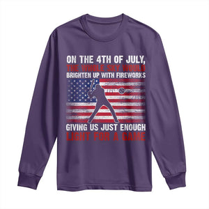 Funny 4th Of July Baseball Long Sleeve Shirt The Whole Sky Would Brighten Up With Fireworks American Flag TS11 Purple Print Your Wear