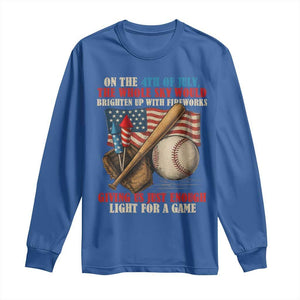 Funny 4th Of July Baseball Long Sleeve Shirt The Whole Sky Would Brighten Up With Fireworks Giving Us Light For A Game TS11 Royal Blue Print Your Wear